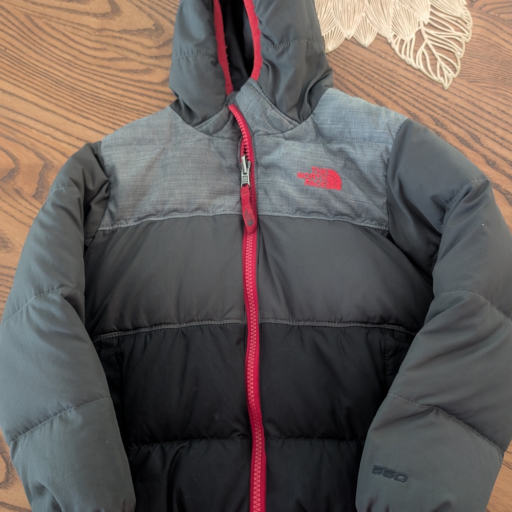 The North Face Black and Charcoal Jacket with Red Zipper